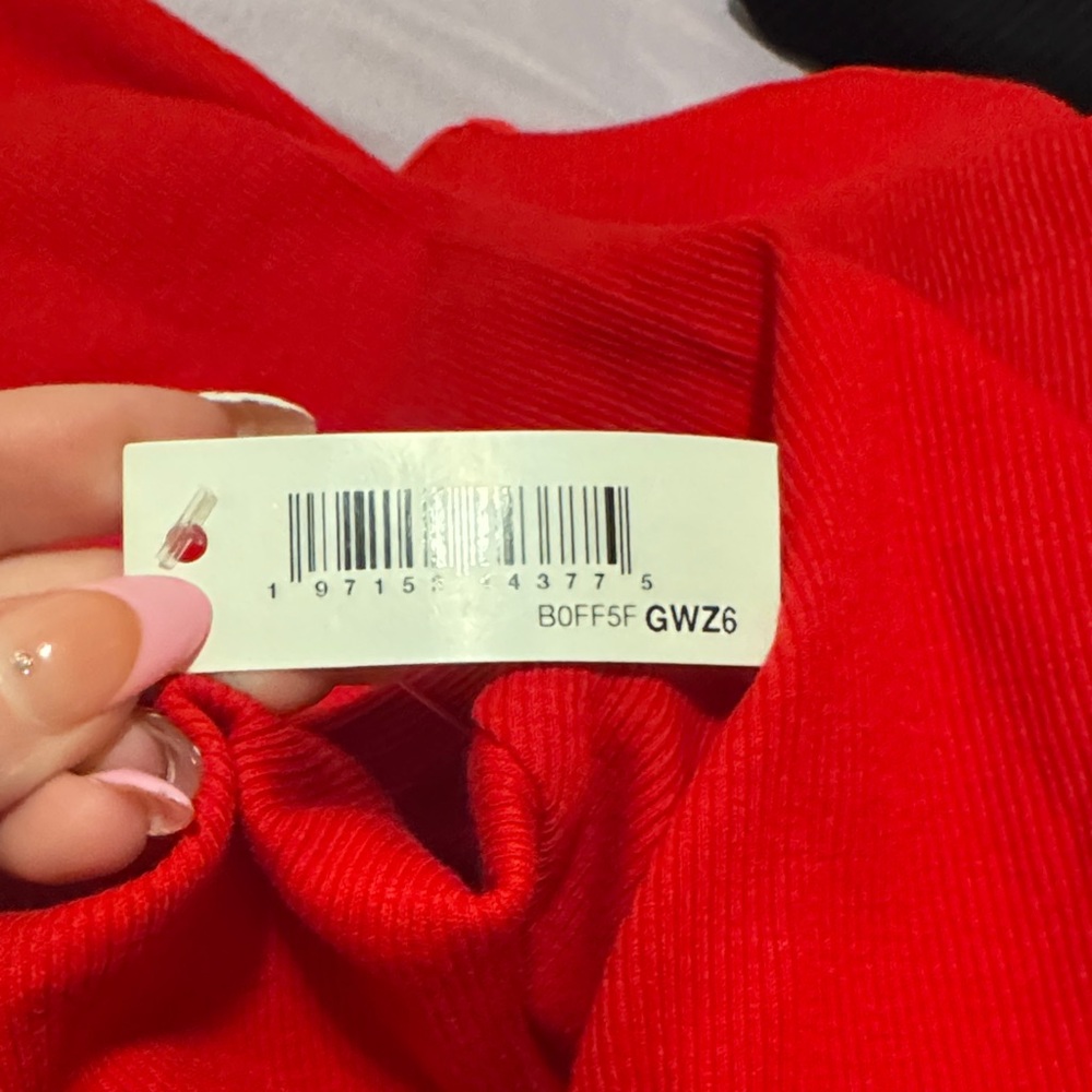 Amazon essentials Red Button-Front Cardigan with … - image 2